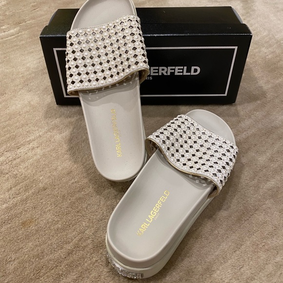 Size 7 Karl Lagerfeld Slides - Picture 1 of 4